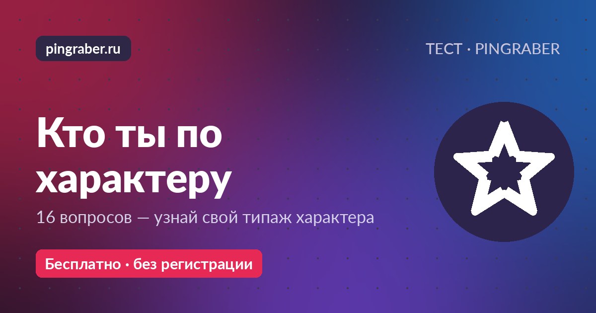 Тест: кто ты по характеру — 16 вопросов, 5 типажей